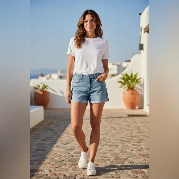 Old Navy Light Blue Jean Shorts - Picture 2 of 5